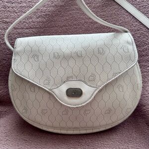 Dior White Crossbody Bag with Monogram Pattern Vintage